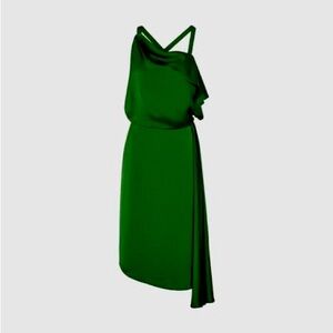 Reiss Aya Green Draped Midi Dress